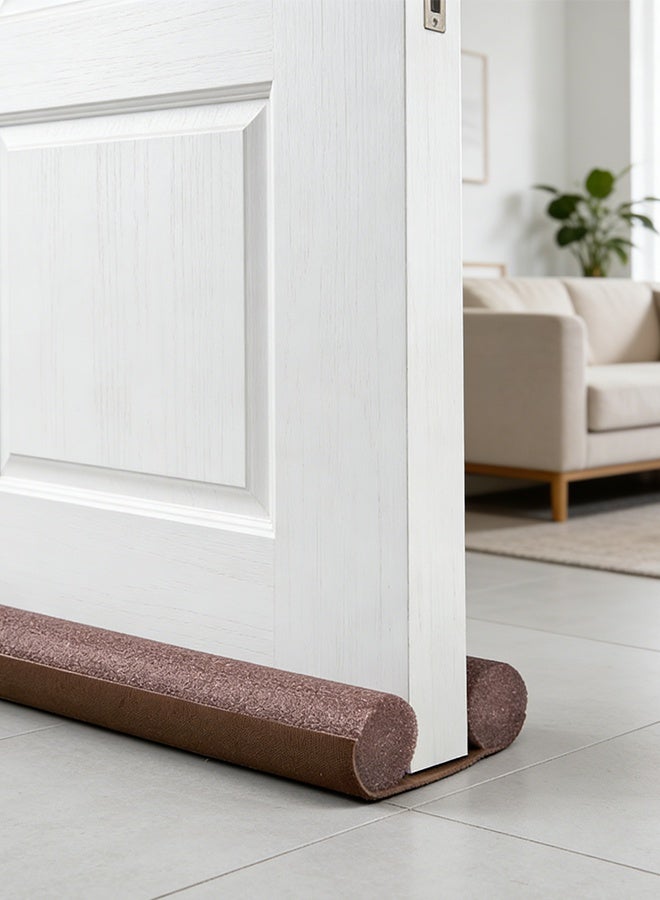 Door Draft Stopper, Twin Door Draft Stopper for Bottom of Door - Adjustable Under Door Sweep, No Adhesive, Blocks Cold Air, Hot Air, Noise, Light & Bugs, Weather Stripping Gap Filler, Easy Install for Exterior & Interior Doors - Image 3